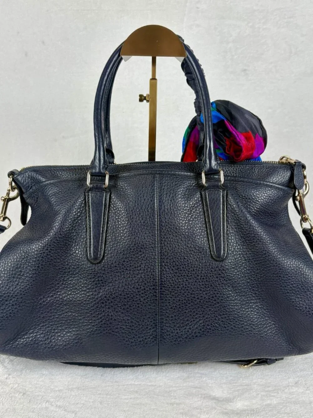Coach Morgan Satchel in Midnight Navy Blue with Scarf - Picture 4 of 16